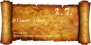 Klimek Tibor névjegykártya